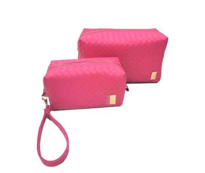 Trvl Design Luxe Duo Home Bag Woven Dahlia Set In Pink