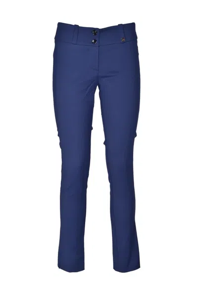 Try Me Cropped Multicolor Trousers With Tailored Detailing In Blue