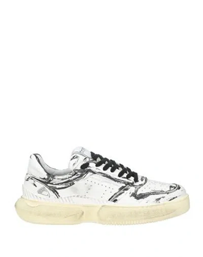 Trypee Man Sneakers White Size 8 Leather, Textile Fibers