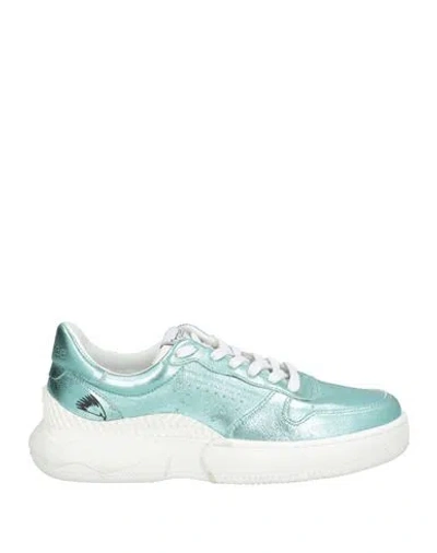 Trypee Woman Sneakers Turquoise Size 8 Leather In Blue