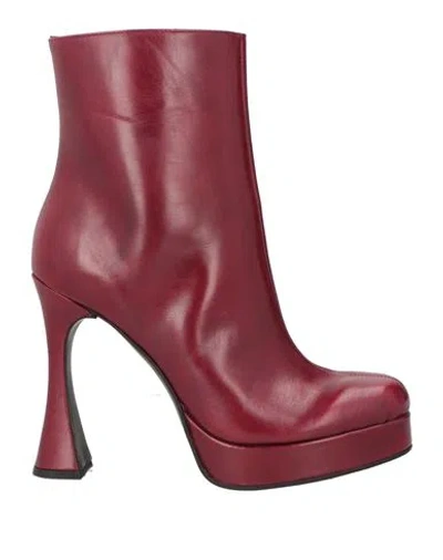 Tsakiris Mallas Woman Ankle Boots Burgundy Size 10 Leather