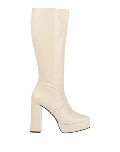Tsakiris Mallas Woman Boot Beige Size 9 Leather In Animal Print