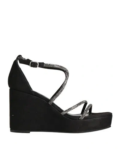 Tsakiris Mallas Woman Sandals Black Size 7 Textile Fibers