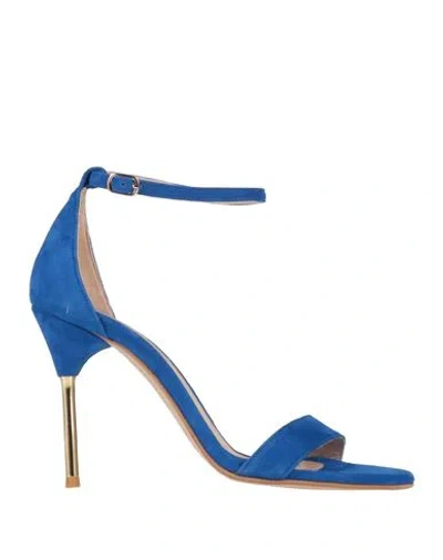 Tsakiris Mallas Woman Sandals Bright Blue Size 8 Soft Leather