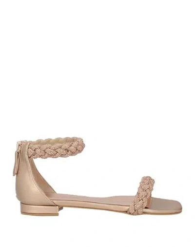 Tsakiris Mallas Woman Sandals Gold Size 8 Textile Fibers