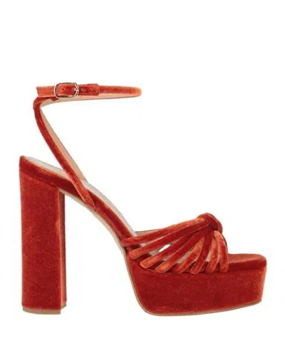 Tsakiris Mallas Woman Sandals Orange Size 7 Textile Fibers