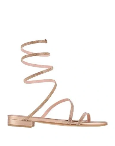 Tsakiris Mallas Woman Sandals Rose Gold Size 7 Textile Fibers