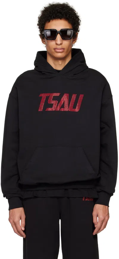 Tsau Crystal-logo Embellishment Hoodie In Black