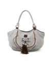 Tsd Brand Bold Lotus Canvas Hobo Bag In Gray