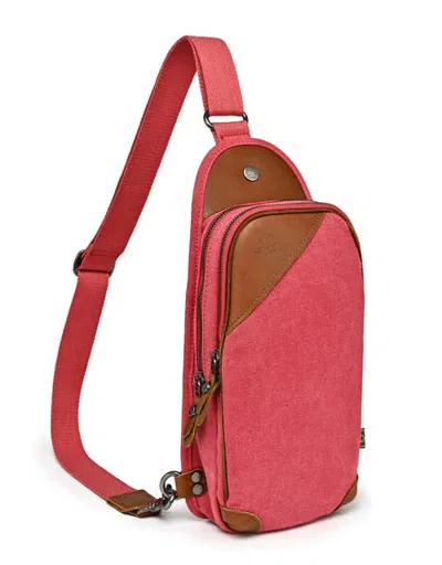 Tsd Brand Canna Canvas Double Compartment Sling Bag In Red