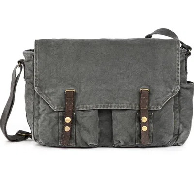 Tsd Brand Coastal Canvas Flap Messenger Bag In Gray
