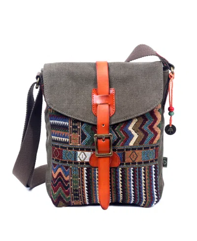 Tsd Brand Four Season Canvas Crossbody Bag In Green