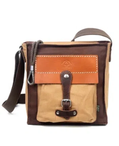 Tsd Brand Hidden Woods Canvas Crossbody Bag In Khaki