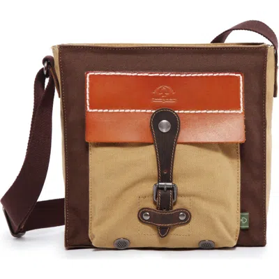Tsd Brand Hidden Woods Canvas Zip Crossbody Bag In Brown