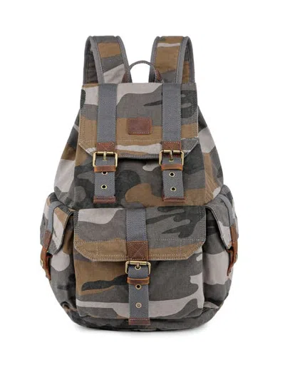Tsd Brand Leaf Hill Canvas Drawstring Backpack In Brown