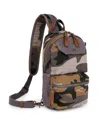 Tsd Brand Mountain Leaf Top Handle Sling Bag In Grey Camo