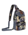 Tsd Brand Mountain Leaf Top Handle Sling Bag In Navy Camo