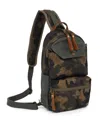 Tsd Brand Mountain Leaf Top Handle Sling Bag In Olive Camo