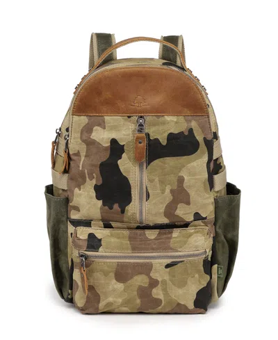 Tsd Brand Mountain Leaf Utility Bee-wax Canvas Backpack In Army Green