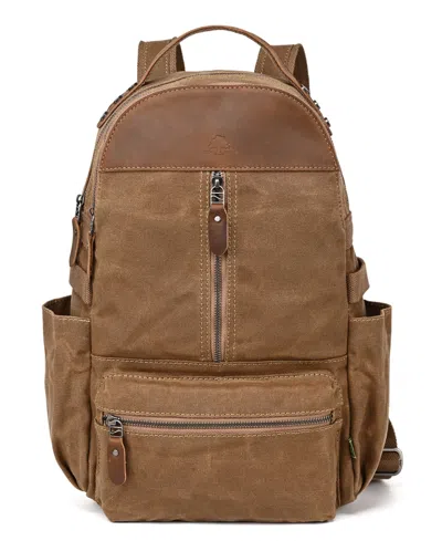 Tsd Brand Mountain Leaf Utility Bee-wax Canvas Backpack In Camel