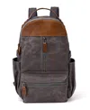 Tsd Brand Mountain Leaf Utility Bee-wax Canvas Backpack In Gray