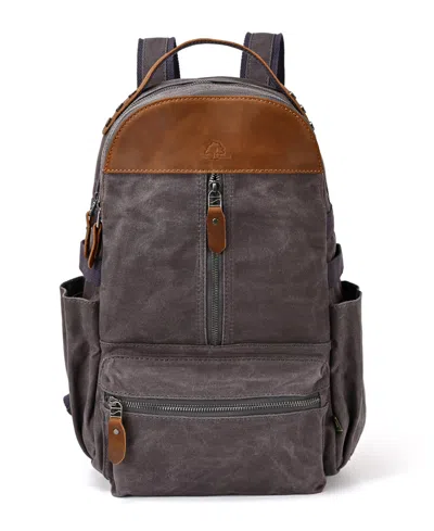 Tsd Brand Mountain Leaf Utility Bee-wax Canvas Backpack In Gray