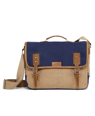 Tsd Brand Mountain Wood Canvas Messenger Bag In Navy