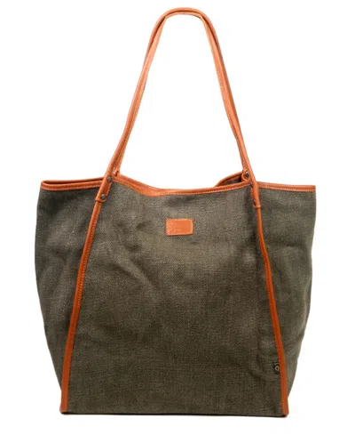 Tsd Brand Pine Hill Canvas Tote Bag In Olive