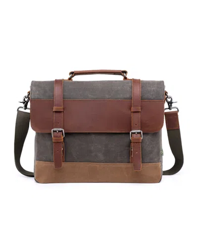Tsd Brand Stone Creek Waxed Canvas Large Messenger Bag In Olive