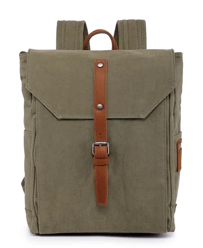 Tsd Brand Sunny Trail Canvas Backpack Handbag In Army Green