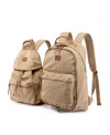 Tsd Brand Trail And Tree Double Canvas Backpack Handbag In Khaki