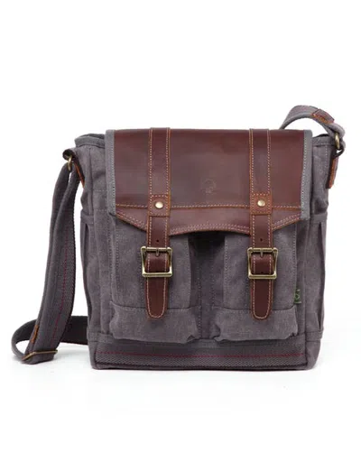 Tsd Brand Turtle Ridge Four Pocket Canvas Crossbody Bag In Gray