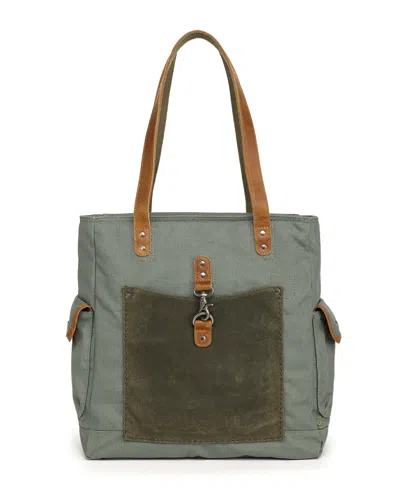 Tsd Brand Valley And Sky Canvas Tote Bag In Dark Green