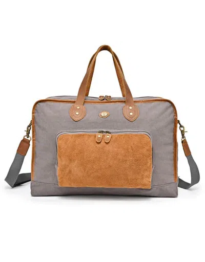 Tsd Brand Valley Oak Waxed Canvas Convertible Duffle Bag In Gray