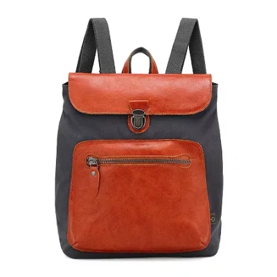 Tsd Brand Valley Trail Coated Canvas Unisex Adult Adjustable Straps Padded Straps Backpack In Gray