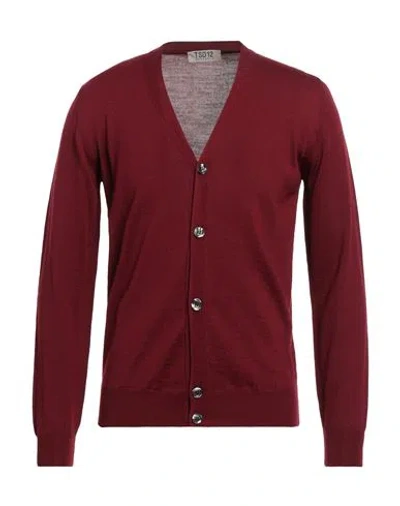 Tsd12 Man Cardigan Burgundy Size 3xl Merino Wool, Acrylic In Red