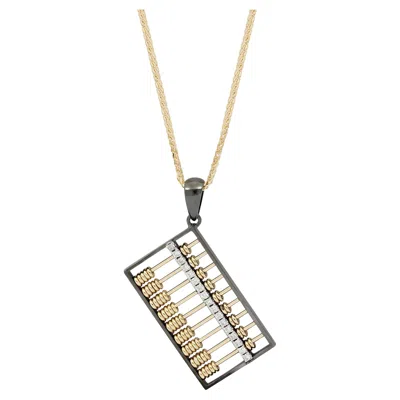 Pre-owned Tse 18 Karat Gold Abacus Diamond Pendant With Necklace In Multi
