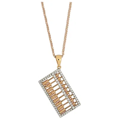 Pre-owned Tse 18 Karat Rose Gold Abacus Diamond Pendant With Necklace In Red