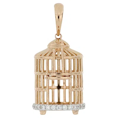 Pre-owned Tse 18 Karat Rose Gold Bird Cage Diamond Pendant With Necklace In Red