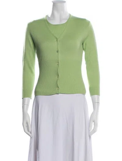 Pre-owned Tse Cardigan Set Silk Sweater In Green