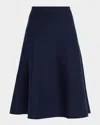 Tse Cashmere A-line Knit Midi Skirt In Blue