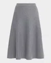 Tse Cashmere A-line Knit Midi Skirt In Gray