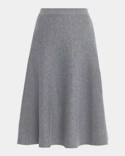 Tse Cashmere A-line Knit Midi Skirt In Gray
