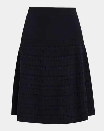Tse Cashmere A-line Textured Knit Skirt In Maritime Navy