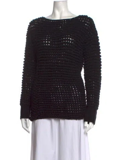 Pre-owned Tse Cashmere Bateau Neckline Sweater In Black