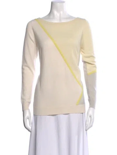Pre-owned Tse Cashmere Bateau Neckline Sweater In White