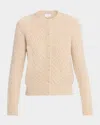 Tse Cashmere Boucle Cashmere Cable-knit Cardigan In Pink