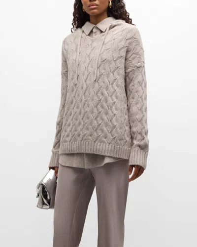 Tse Cashmere Cashmere Cable-knit Hoodie In Stone Melange