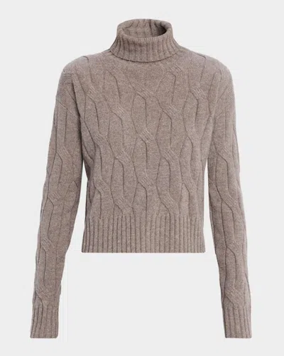 Tse Cashmere Cashmere Cable-knit Turtleneck In Animal Print
