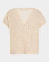 Tse Cashmere Cashmere Open-knit Sequin Cardigan In Creme